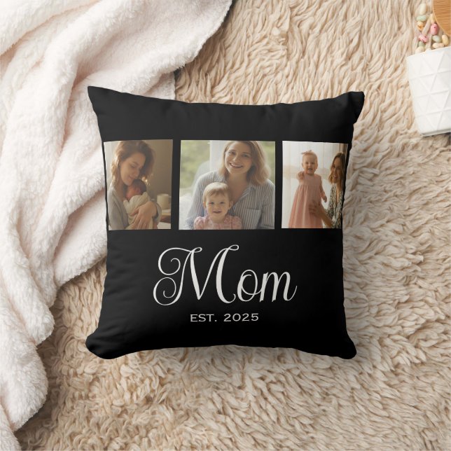 Almofada Mãe Estabeleceu Rótulo Moderno Preto 3 Foto (Cobertor)
