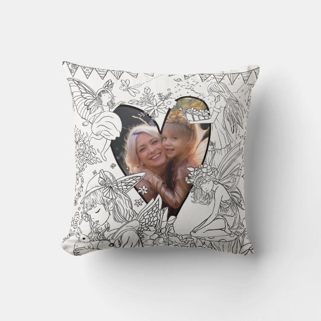 Almofada Mãe Filha| Cor da Fada no Cushion Fotográfico (Frente)