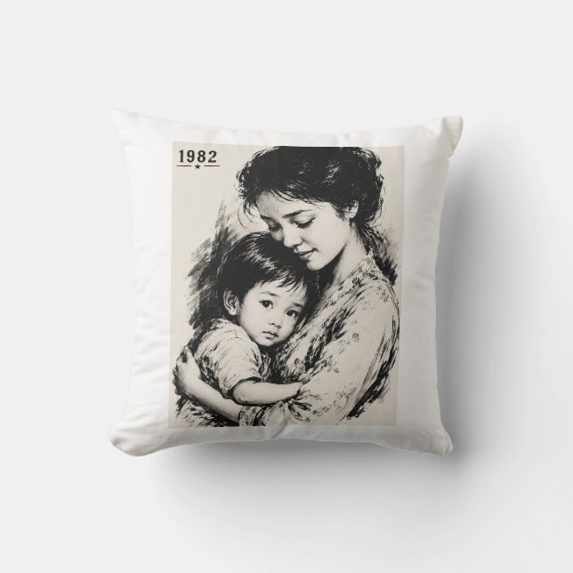 Almofada Mãe & Filho Vintage 1982  (Frente)