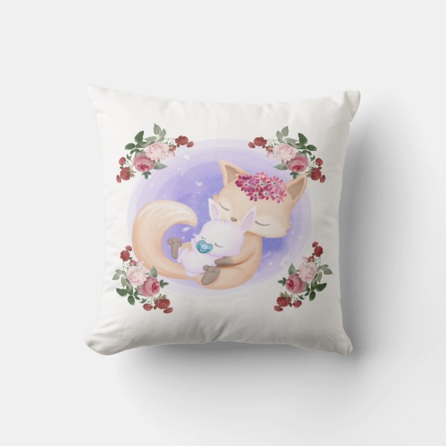 Almofada Mãe Fox Hug Bebê Coelho (Frente)