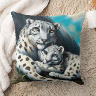 Almofada Mãe-Leopardo-da-Neve e Cubo nas Montanhas