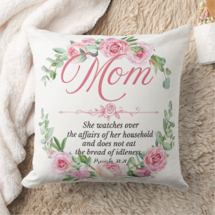 Almofada Mãe - Provérbios Rosa Verso Dia de as mães 31:27