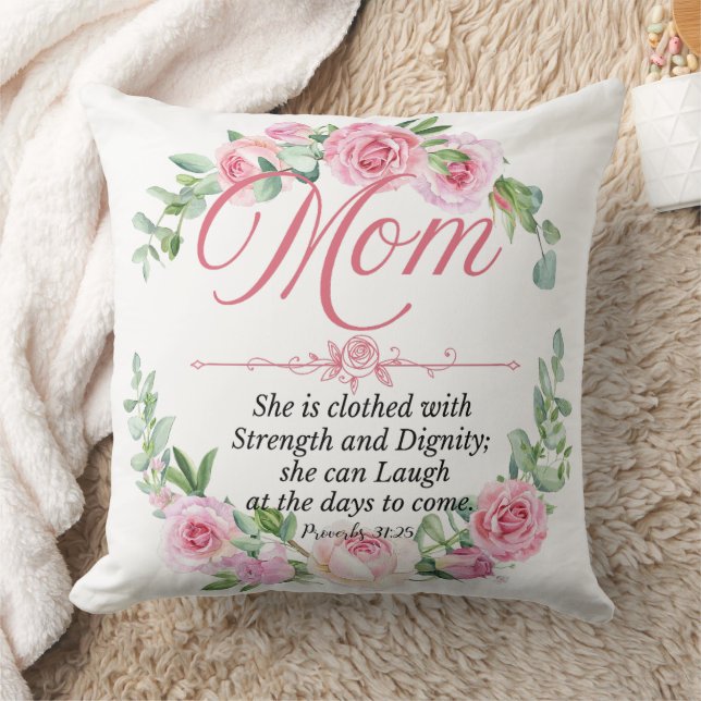 Almofada Mãe - Provérbios Rosa Verso Dia de as mães de Bíbl (Cobertor)