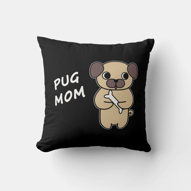 Almofada MÃE PUG - Preto (Frente)