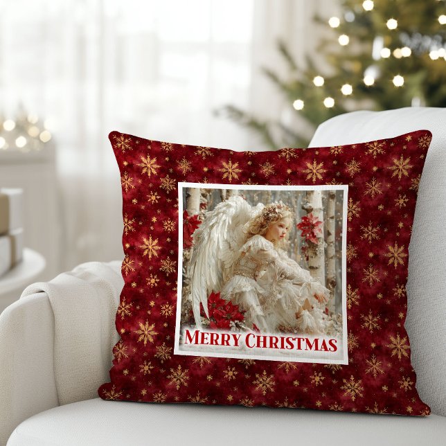 Almofada Mágica Vitoriana de Natal com Anjo (Magical Victorian Angel Christmas Gift Pillow)