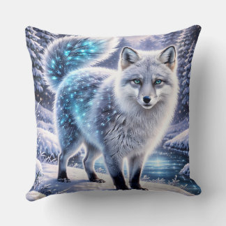 Almofada Magical Arctic Fox Pillow – Glowing Winter Fantasy