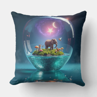 Almofada Magical Elephant in a Cosmic Glass Sphere"