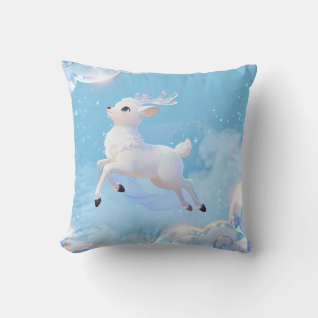 Almofada Magical Flying Deer Pillow - Dreamy Pastel Design  (Frente)