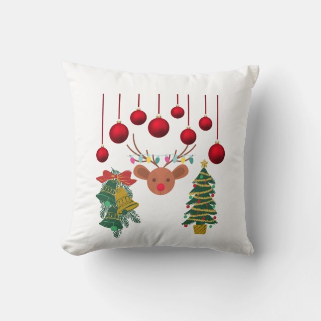 Almofada Magical Reindeer Bells and Christmas Tree Design  (Frente)