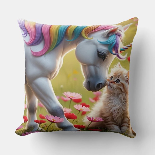 Almofada Magical Unicorn and Kitten Best Friends  (Frente)