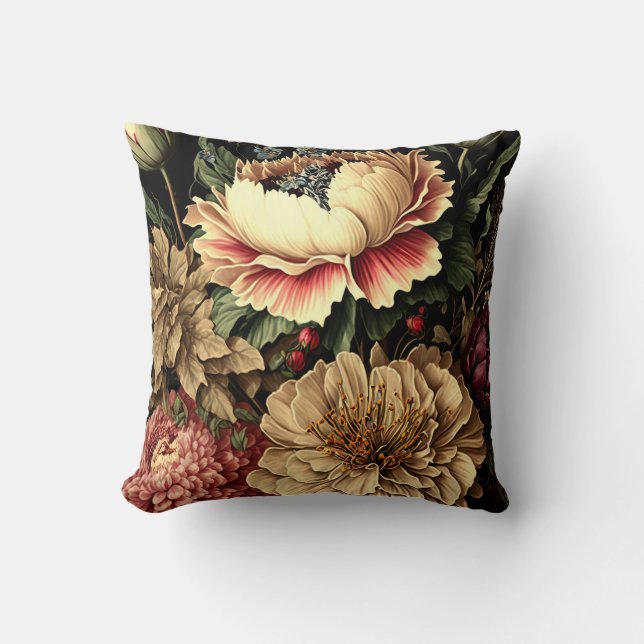 Almofada Magnífica Arranjo Floral Vintage  (Frente)