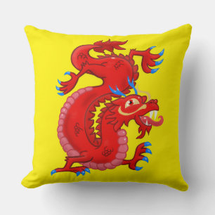 Almofada Magnífico, Vermelho, Dragão Oriental