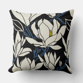 Almofada Magnolia graphic in beige and black pattern