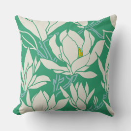 Almofada Magnolia graphic in green pattern