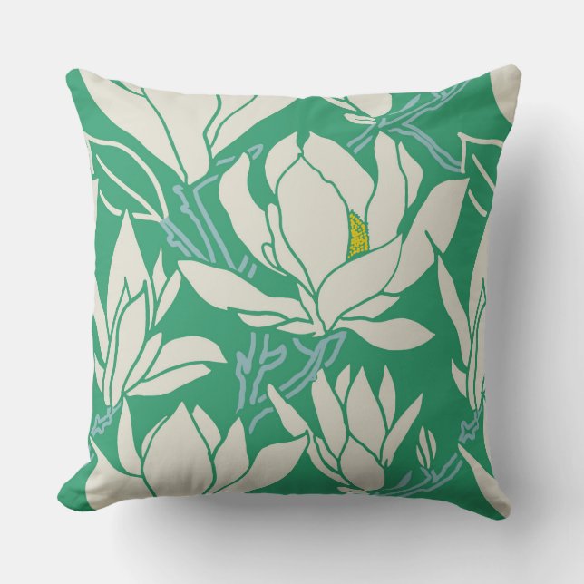 Almofada Magnolia graphic in green pattern (Frente)