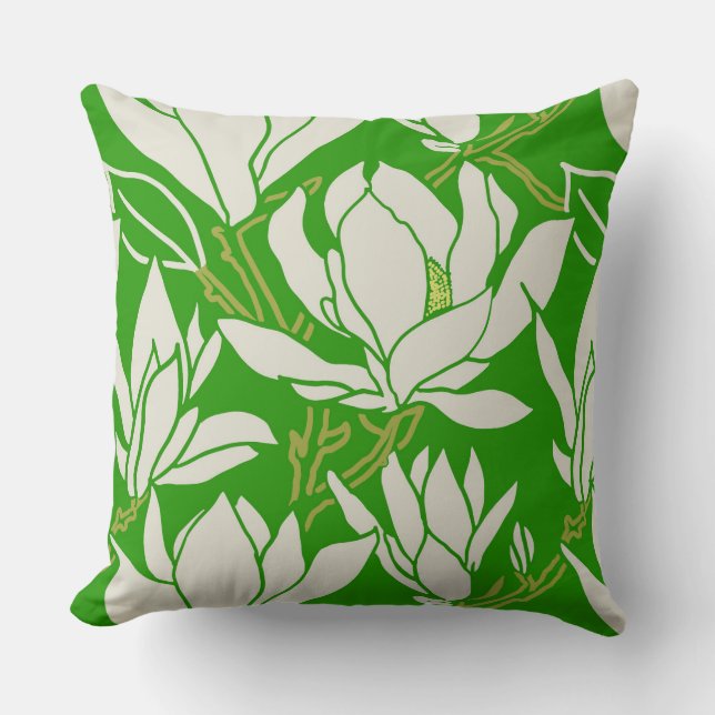 Almofada Magnolia graphic in kelly green pattern (Frente)