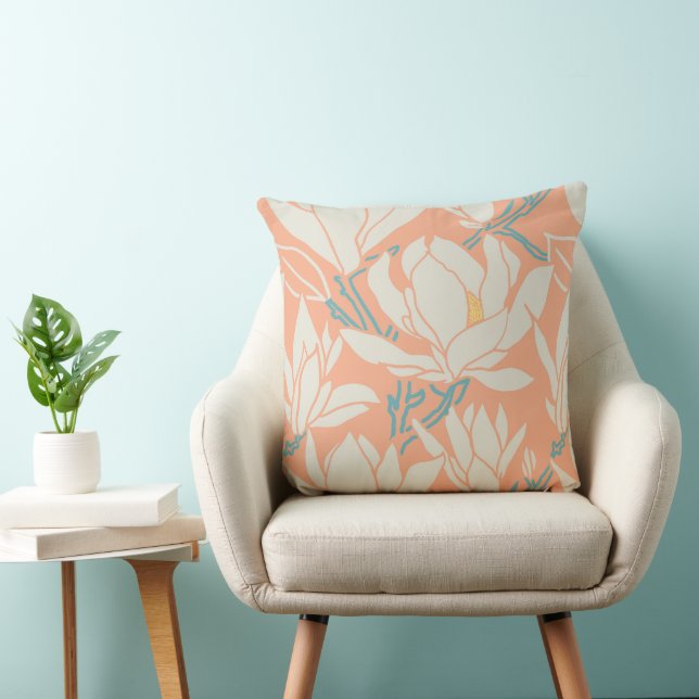 Almofada Magnolia graphic in peach pattern (Cadeira)