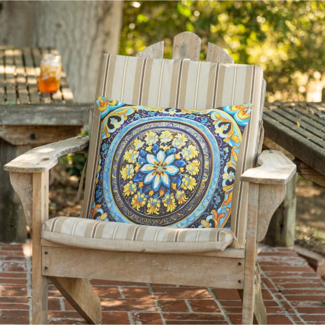 Almofada Maiolica espanhola italiana medieval (Cadeira)