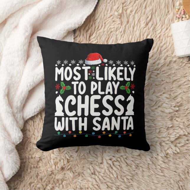 Almofada Mais Provável a Jogar Xadrez com o Natal do Papai  (Cobertor)