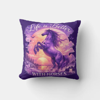 Almofada Majestic Purple Horse Sunset Dreamscape  