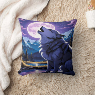 Almofada Majestoso Wolf Howling Sob Lua Cheia