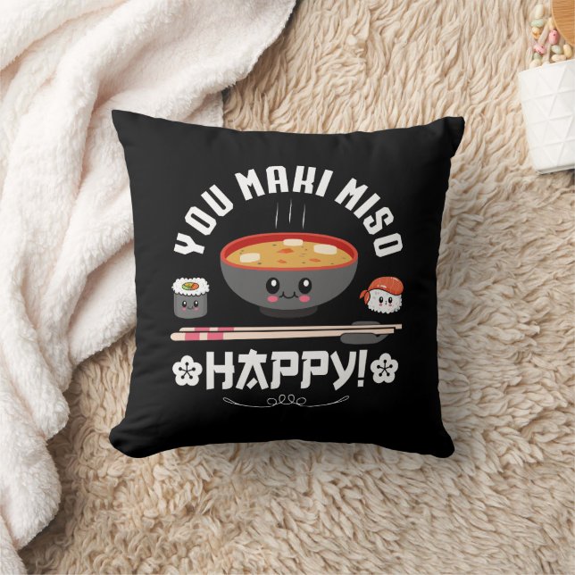 Almofada Maki Miso Happy - Noodles Japoneses Cute Kawaii (Cobertor)
