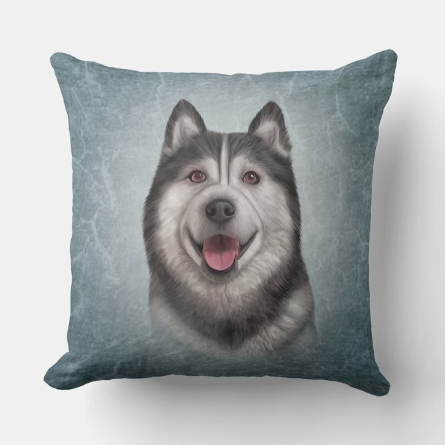 Almofada Malamute do Alasca do cão do desenho (Frente)