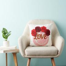 Malha Rosto Sorridente Rosa Vermelho Amor Floral T