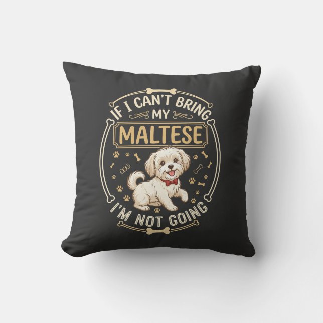 Almofada Maltês Não Indo Cachorro Gravata Borboleta Vermelh (Frente)