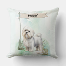 Almofada Maltese Watercolor Personalized Dog