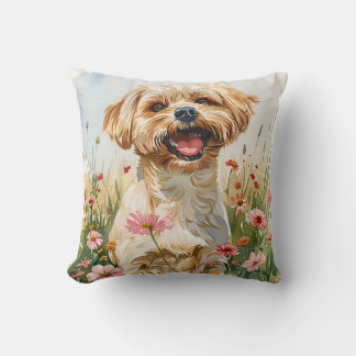 Almofada Maltese Watercolor Throw Pillow