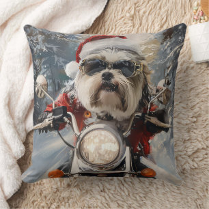 Almofada Malti Tzu Dog Roda Moto Natal