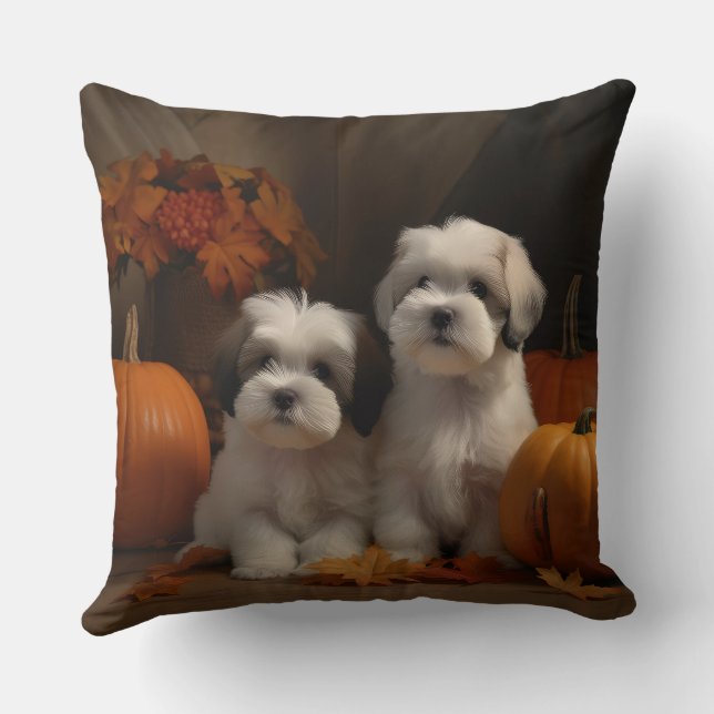 Almofada Malti tzu Puppy Autumn Delight Pumpkin (Verso)