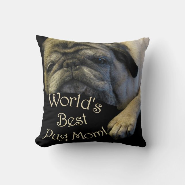 Almofada Mamã do Pug do mundo a melhor (Frente)