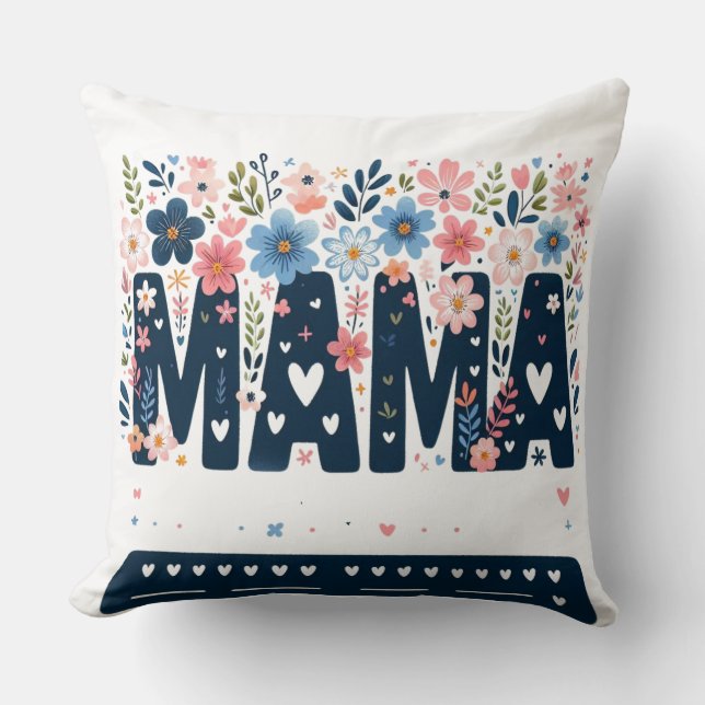 Almofada Mama Floral Heart – Boho Chic Mom Design (Frente)