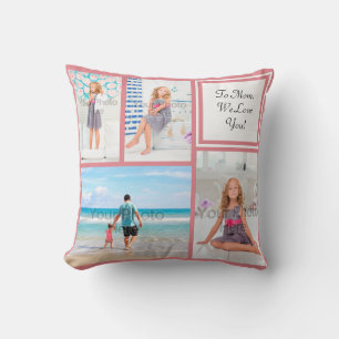 Almofada Mamã personalizada/amor do rosa da colagem de 4