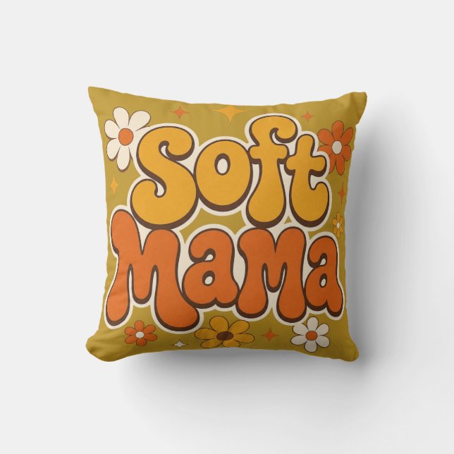 Almofada Mama Soft Retro Floral Design Groovy | Fofo Boho  (Frente)