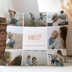 Almofada Mamãe Ama Colagem Neutra De Fotos