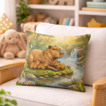 Mamãe Capivara Fofa e Bebês Animais da Selva