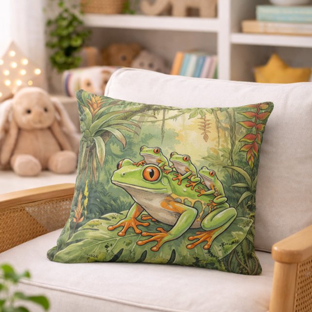Almofada Mamãe de Rãzinha e Filhotes Animais da Selva  (Criador carregado)
