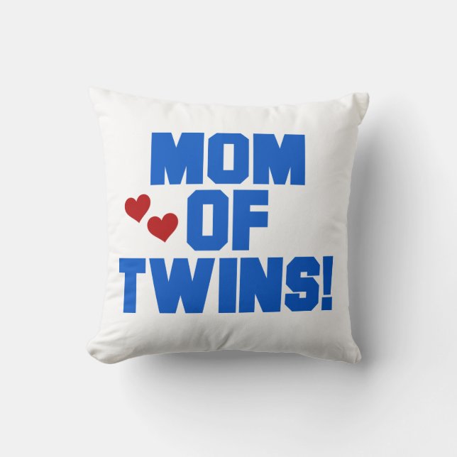 Almofada Mamãe de Twins Blue Text Gifts (Frente)
