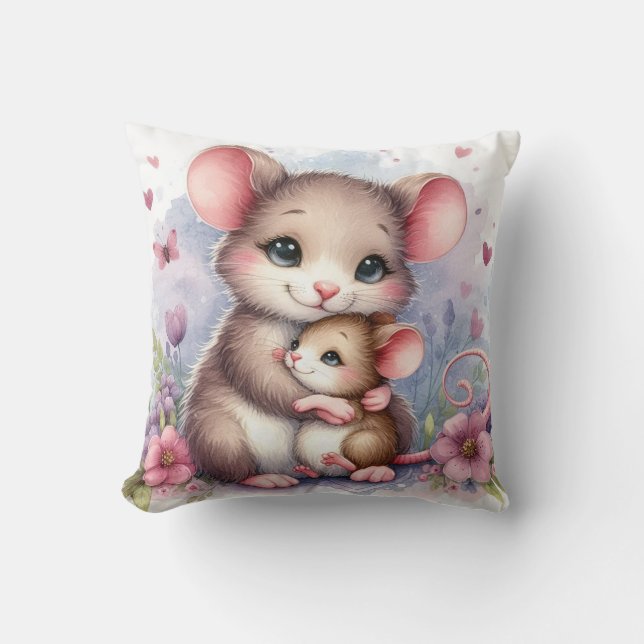 Almofada Mamãe e Bebê Rato (Frente)