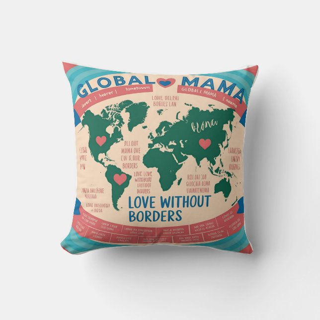 Almofada "Mamãe Global: Amor Sem Fronteiras (Frente)