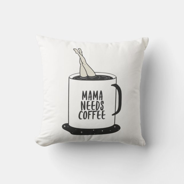 Almofada Mamãe Precisa De Café (Frente)