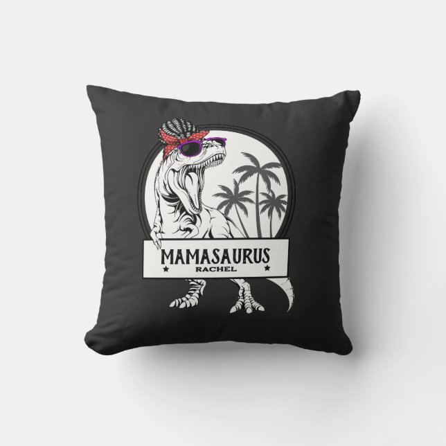Almofada Mamasaurus Mamãe T rex Dino Divertido Nome Persona (Frente)