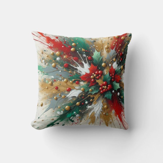 Almofada Mancha de Natal / Folhas de Azevinho (Frente)
