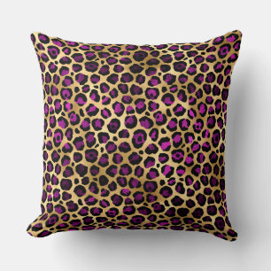 Almofada Manchas de leopardo elegantes em roxo escuro e dou