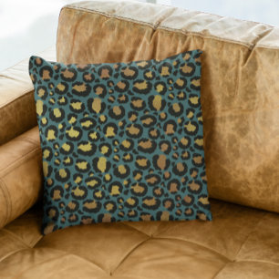 Almofada Manchas de Pelúcia de Leopardo Glam Folheado Metál