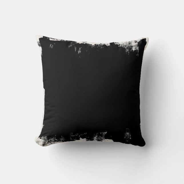 Almofada Manchas De Pintura Abstrata Preto E Branco (Frente)