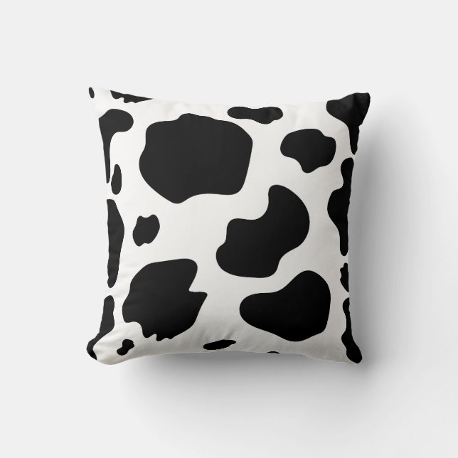 Almofada Manchas de Vaca Leiteira Impressão Preto e Branco  (Frente)
